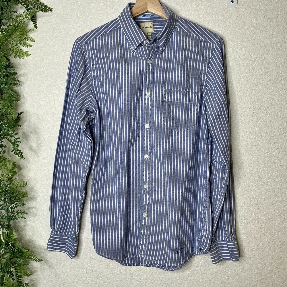 🌳 G.H. Bass & Co. Dress Shirt Blue Striped Pocket